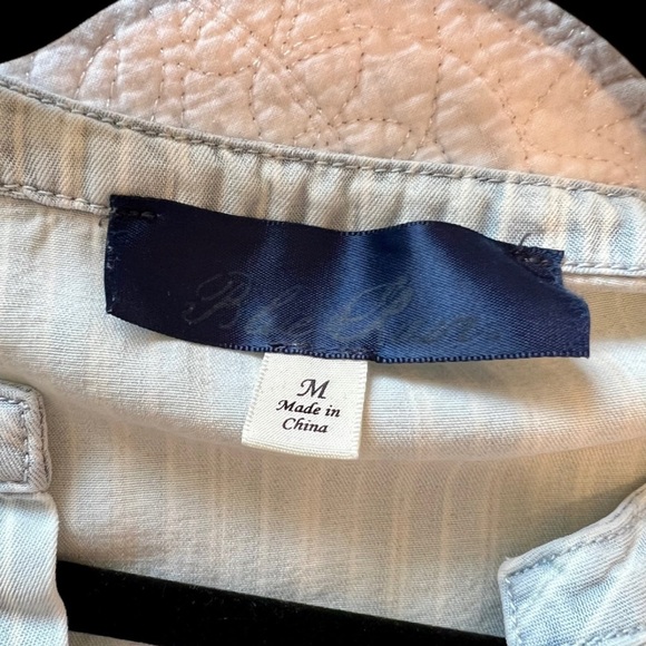 Francesca’s Open Shoulder Striped Peplum Top, Light Blue/White - Picture 5 of 5